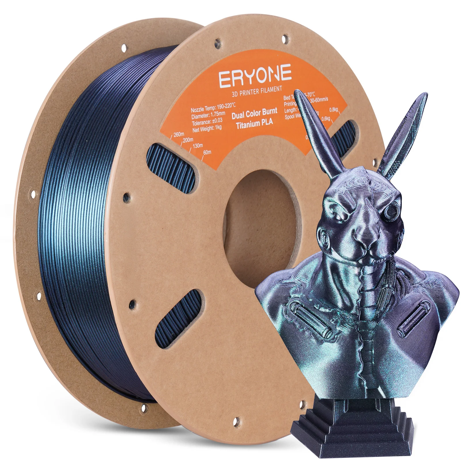 

Филамент ERYONE Burnt Titanium Dual PLA для 3D-принтеров, 1.75 мм +/- 0.03 мм, блестящий PLA-филамент, 1 кг, картонная катушка