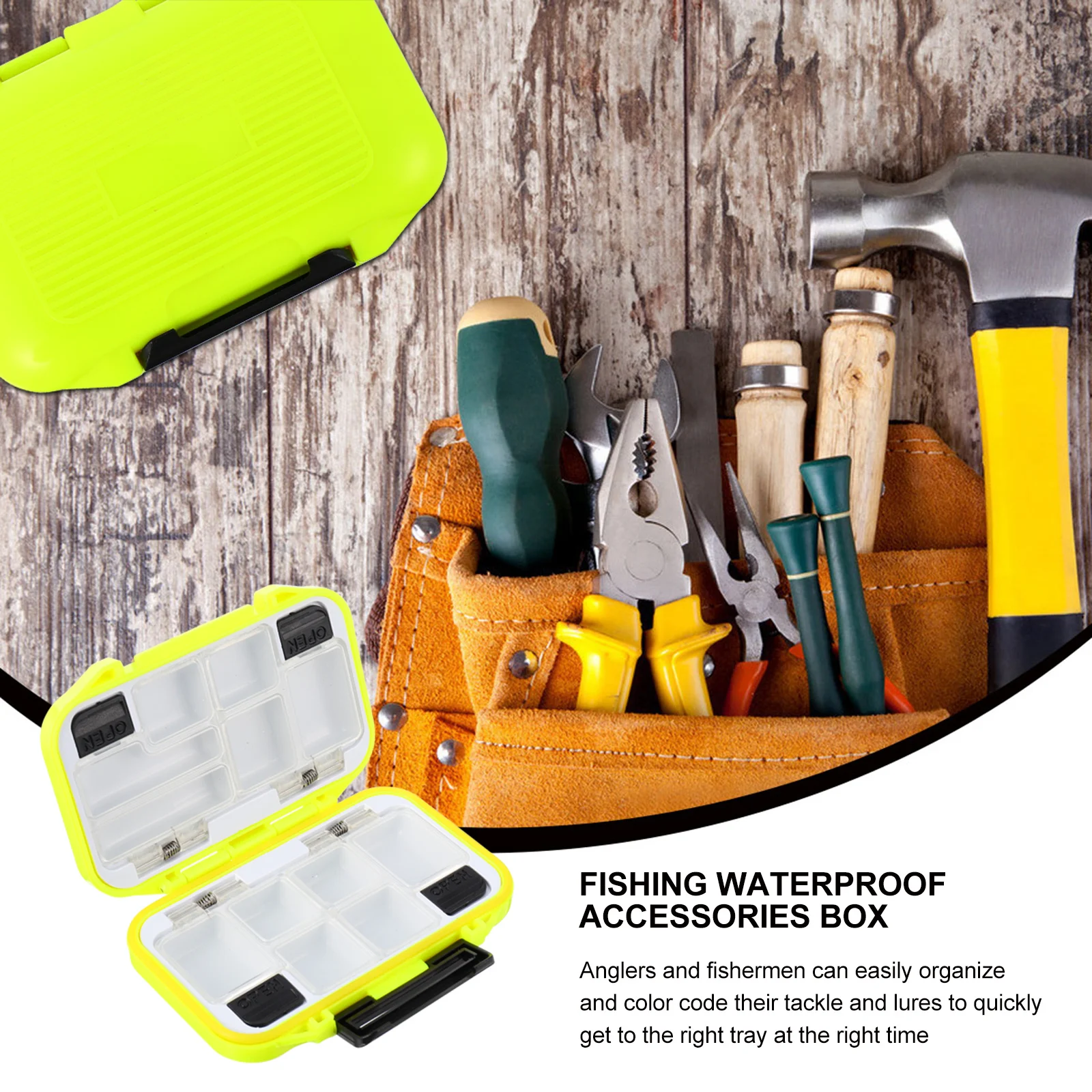 

Waterproof Accessory Box Small Capacity Grid Movable Insert Fishing Tackle Storage Organizer Clear Lid Durable Fishing