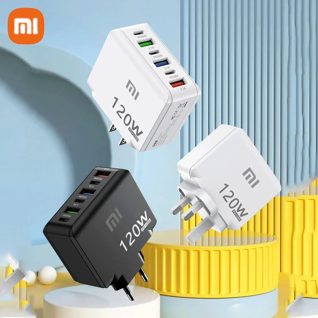 الأصلي Xiaomi 120 واط PD20W 3USB شاحن شحن سريع الجدار شاحن آيفون سامسونج الاتحاد الأوروبي/الولايات المتحدة/المملكة المتحدة التوصيل الهاتف شاحن سريع التكيف