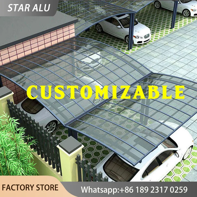 Any Size Custom Polycarbonate Carport Heavy Duty Aluminum Awning Outdoor Patio Cover Canopy Rain Shelter Waterproof Sunshade Ten