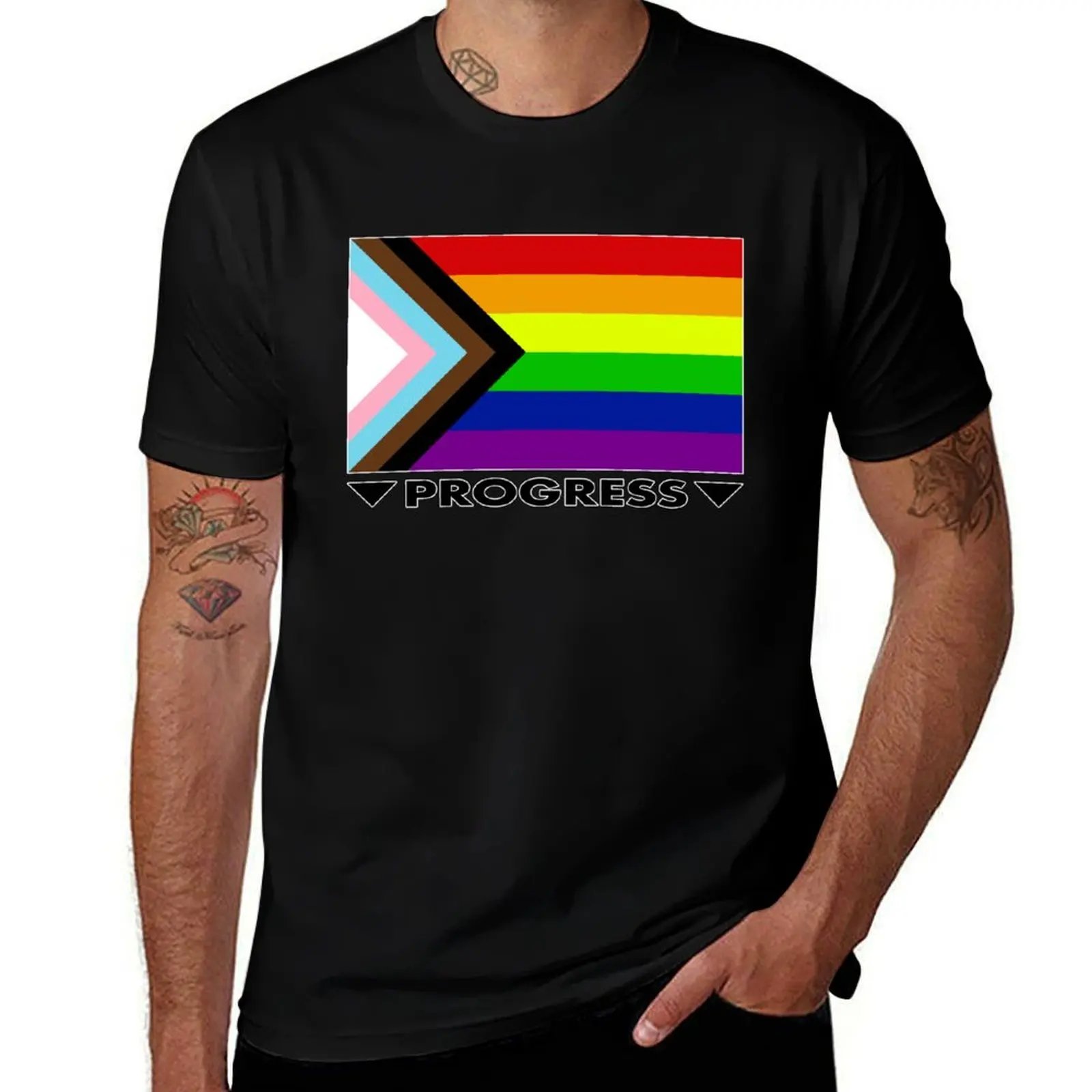 

“Progress” Pride Flag by Daniel Quasar T-Shirt cotton t shirt man man t shirt luxury T-Shirt