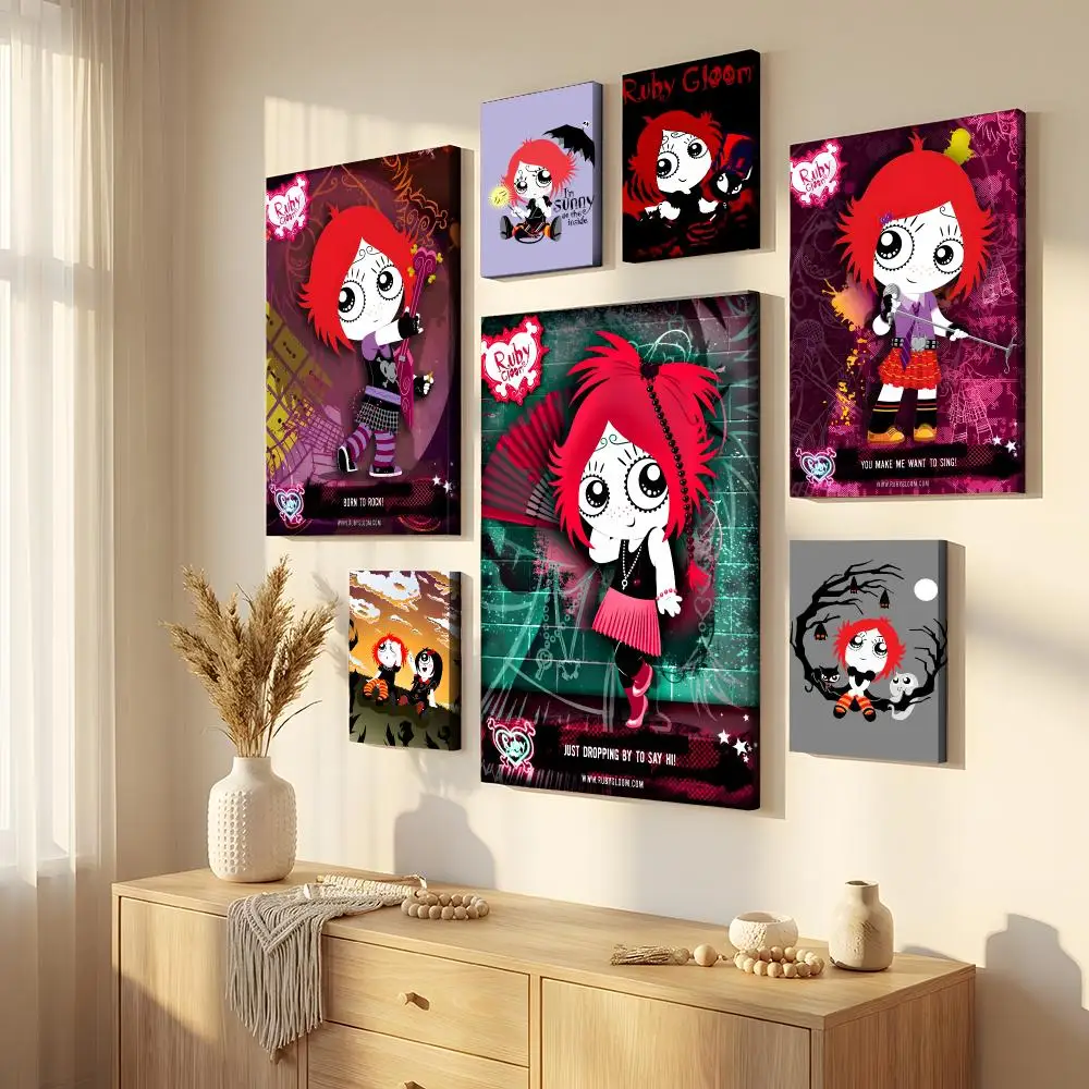 Cartoon Animation Ruby Gloom Framed Wall Painting Canvas Wall Art Inner Frame Waterproof Home Decor For Living Room