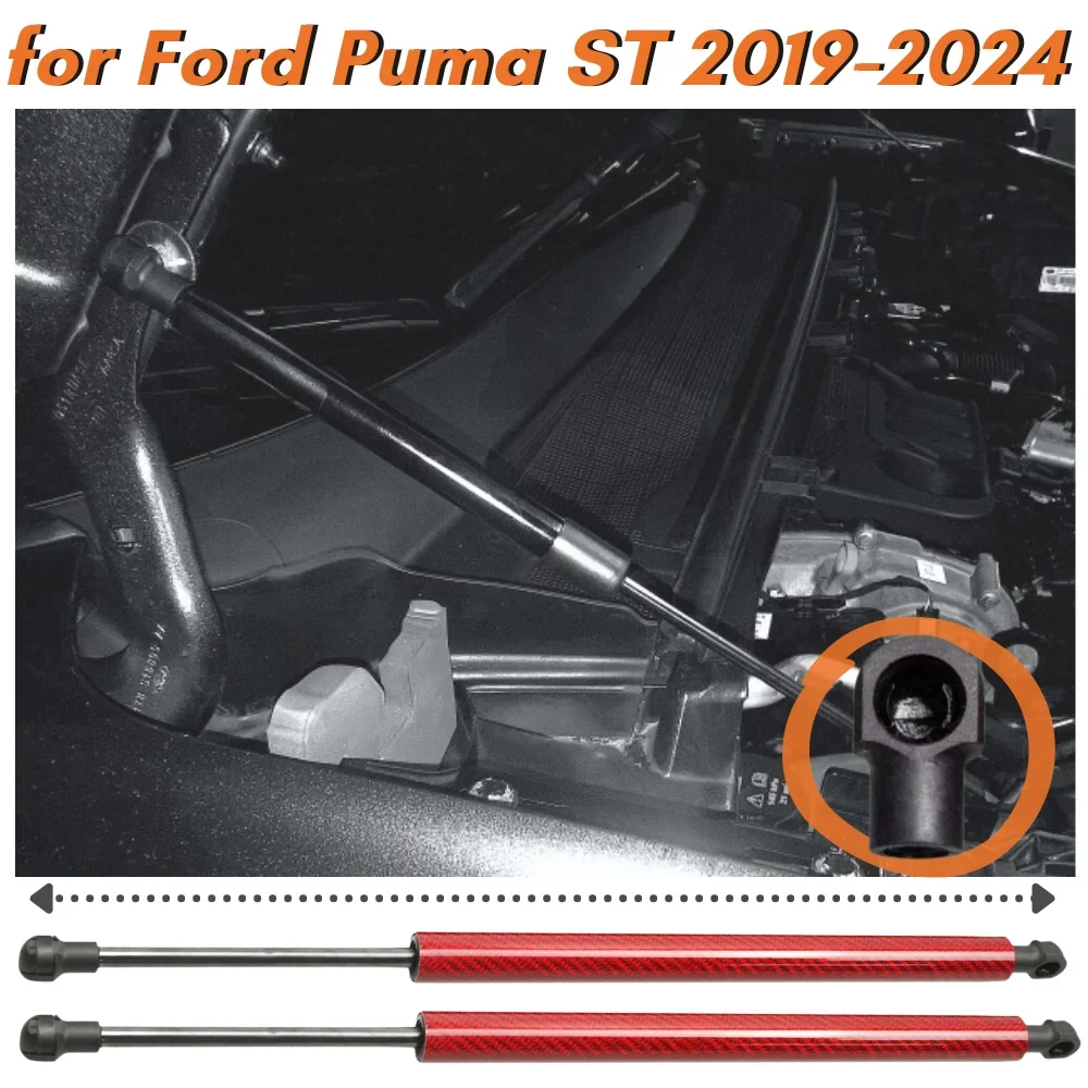 

Qty(2) Hood Struts for Ford Puma ST 2019-2024 Front Bonnet Carbon Fiber Gas Springs Lift Supports Shock Absorbers Dampers Bars