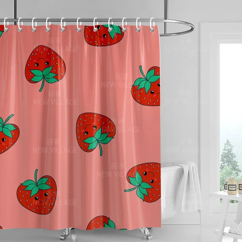 Home shower curtains bathroom waterproof fabric non-slip bathmat water absorption curtain Modern nordic boho plant fruit
