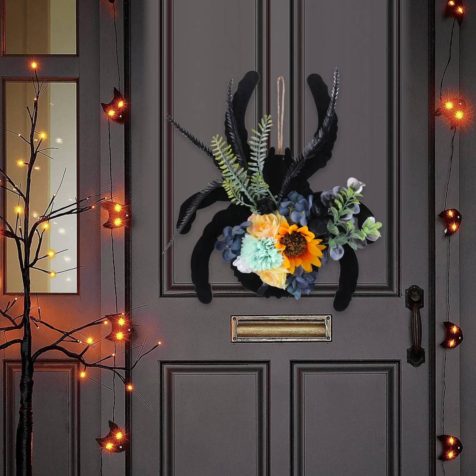 

Halloween Wreath Decorative Decor Front Door Decor Hanging Ornament Spider Pendant for Party Window Festival Indoor Outdoor Home