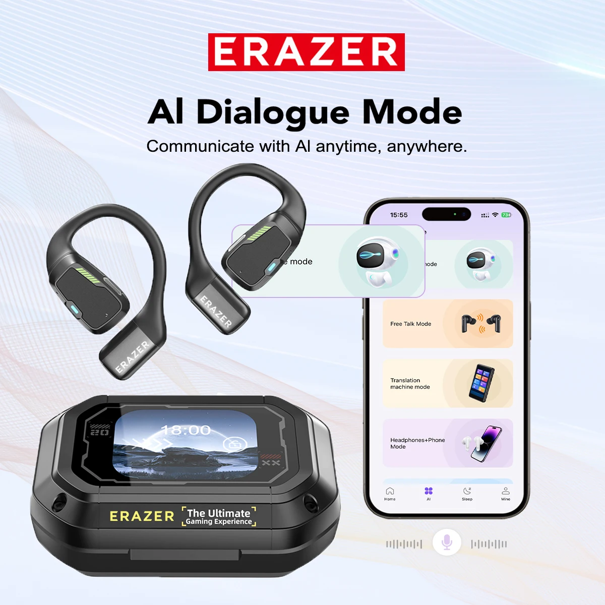 Translator Erazer XP6 Bluetooth Earphones Wireless Earbuds 135 Languages Real-time Translate ASMR Headset DIY Equalizer APP