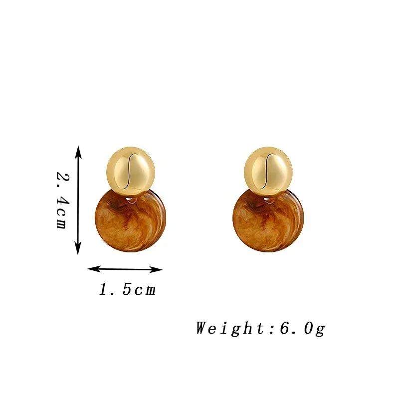 تقليد العنبر اللون الاكريليك الخرزة إسقاط أقراط للنساء الذهبي جولة استرخى أقراط الهندسة العصرية مجوهرات الحفلات