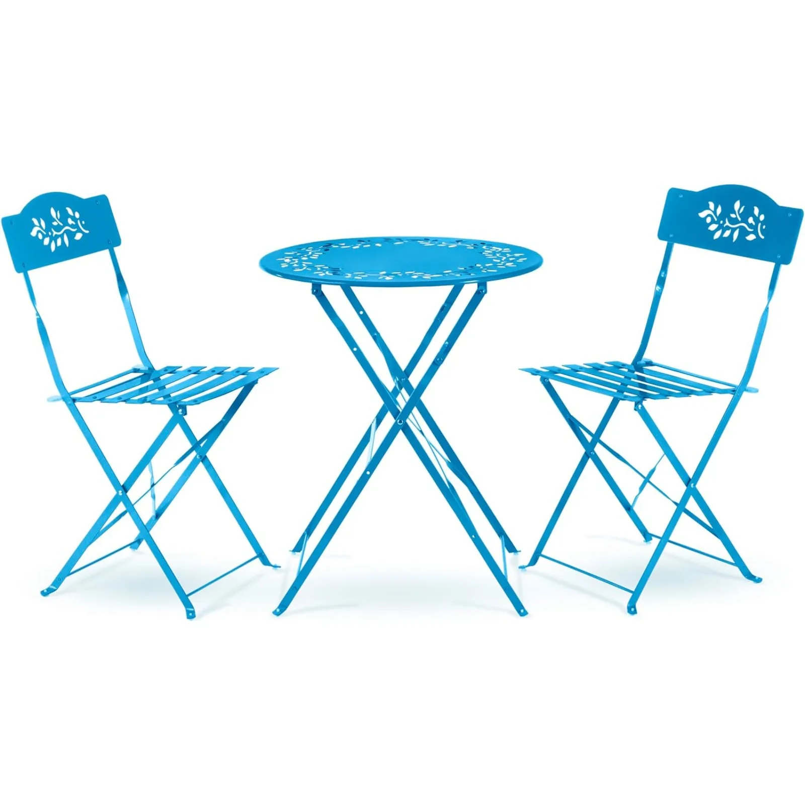 

US Indoor/Outdoor 3-Piece Bistro Set Folding Table and Chairs Patio Seating, Blue