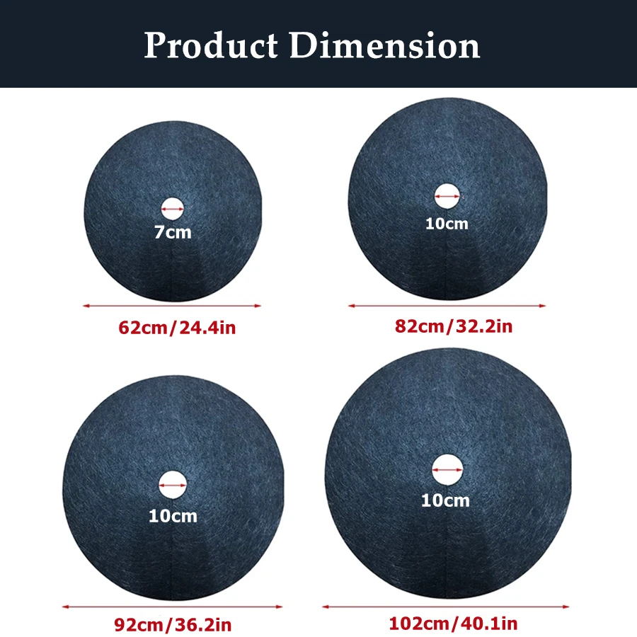 3 SZTUK Super duża 62 cm-122 cm Włóknina Pierścień do ściółki drzewa Bariera do pielenia Zagęszczona mata ochronna Pokrowiec na rośliny Tkanina