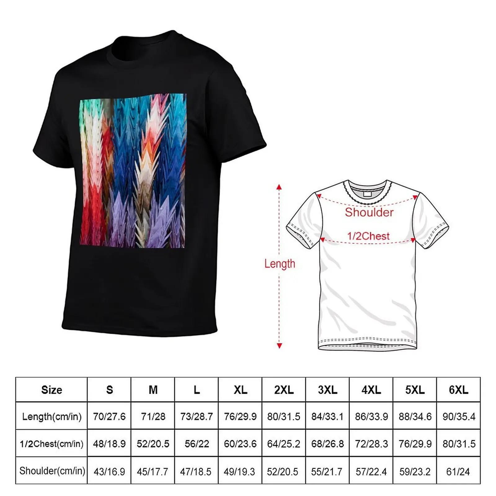 Japanese Origami Colorful Paper Cranes T-Shirt Summer Casual Loose T-Shirt