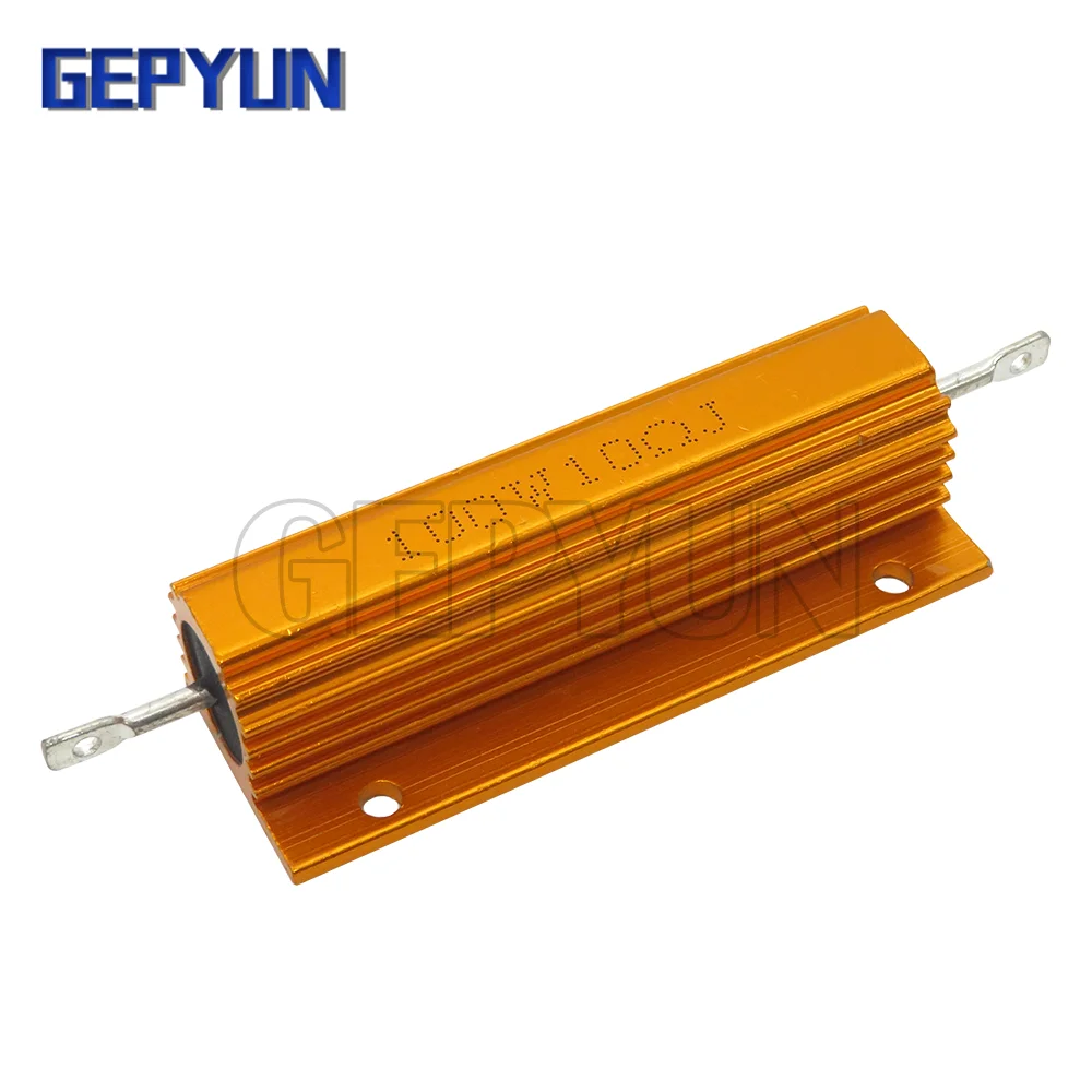 1pcs 100W Aluminum Power Metal Shell Case Wirewound Resistor  0.05 0.1 0.5 1 2 6 8 10 20 200 500 750 800 1K 10K ohm 0.01-100K