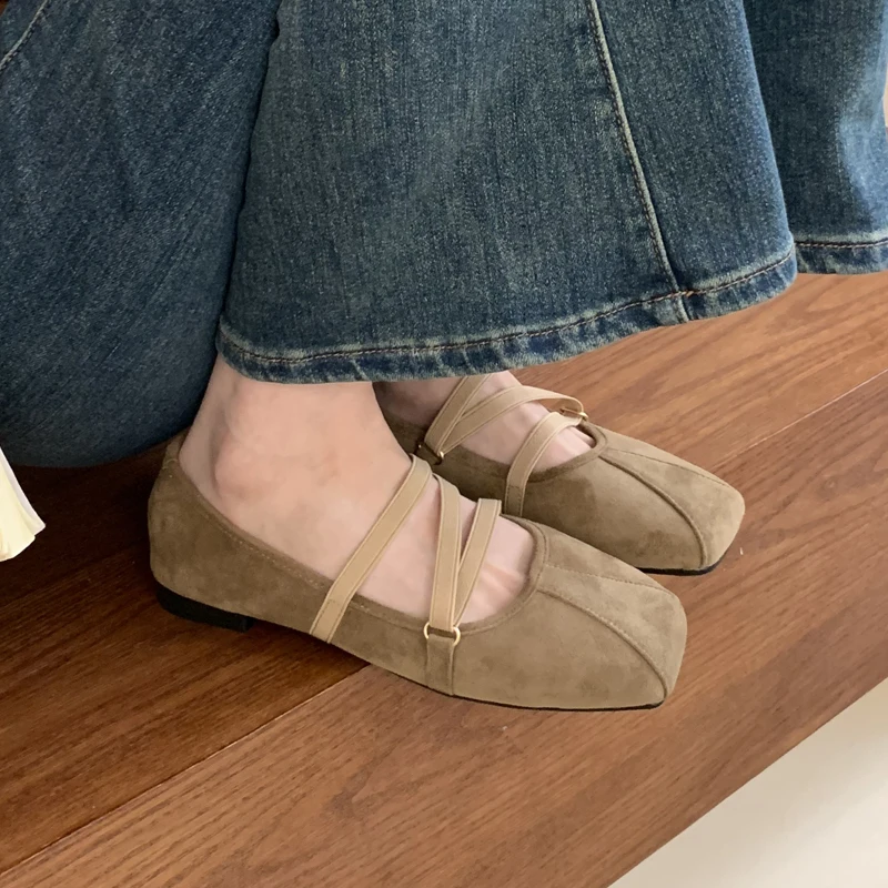 

Mary Jane Shoes Woman low Heels Loafers Vintage narrow band Shallow slides Square Toe shoes Comfortable slip on zapatos de mujer