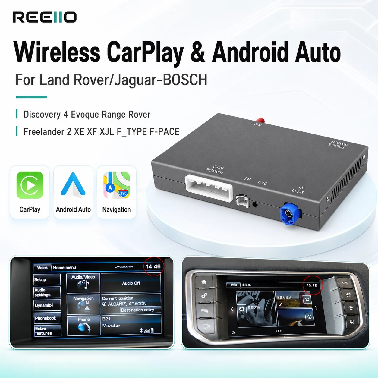 Wireless CarPlay Android Auto Retrofit Kit For Land Rover/Jaguar-Bosch Discovery 4 Evoque Range Rover Freelander 2 XE XF XJL