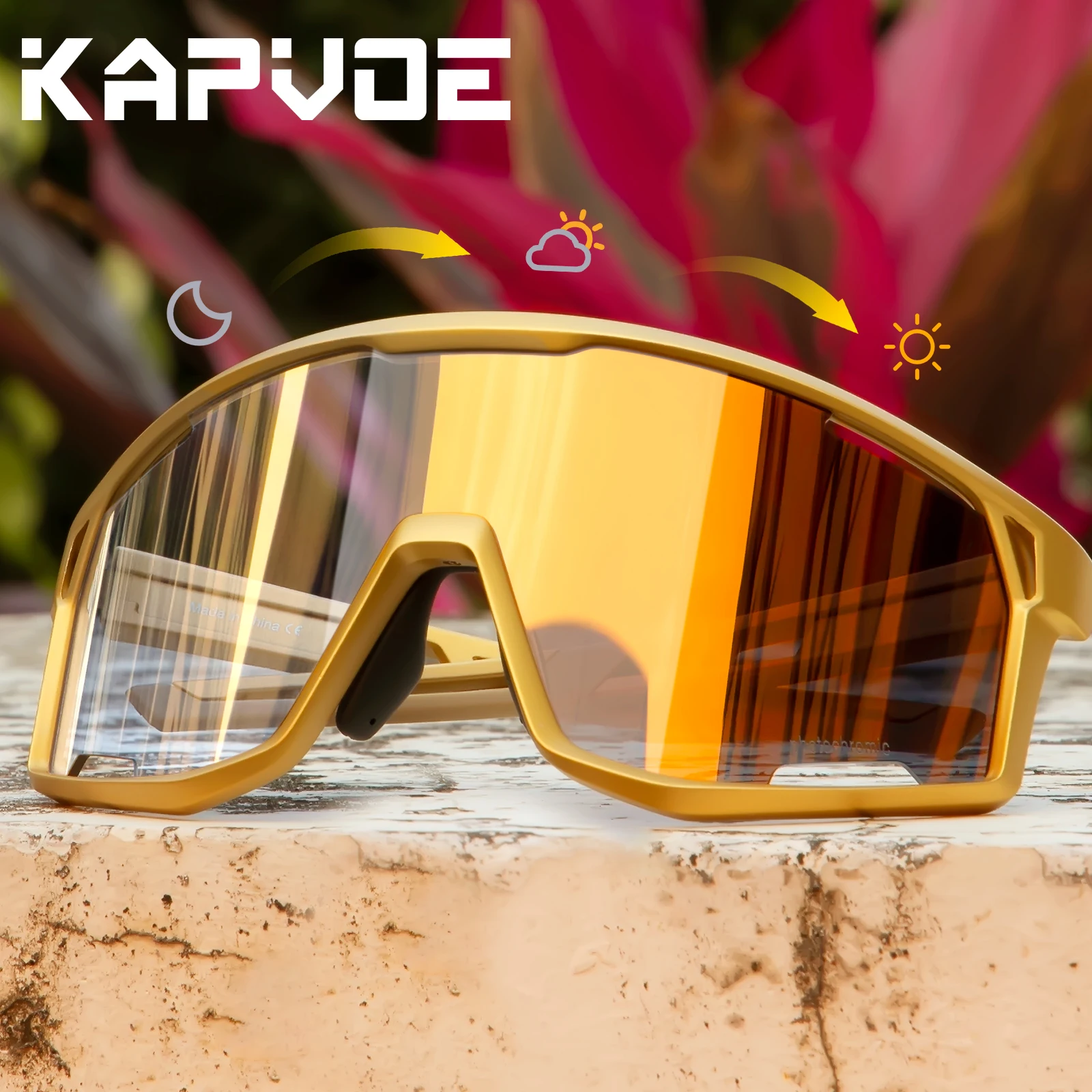 KAPVOE Color Photochromic Cycling Glasses Men MTB Cycling Eyewear UV400 Outdoor Sports Sunglasses Women Road Bike Goggles