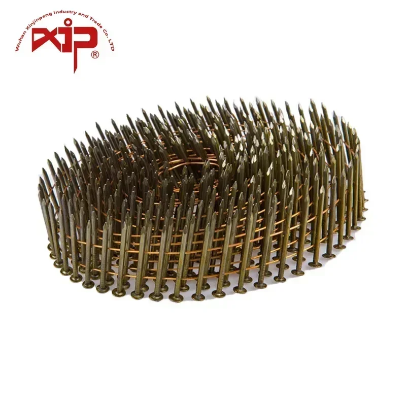 Coil Nails 25mm Round Head Steel 15 Degree Thread Rod Wire Collated Framing Nails for Wooden Pallet   Upholstery Customized