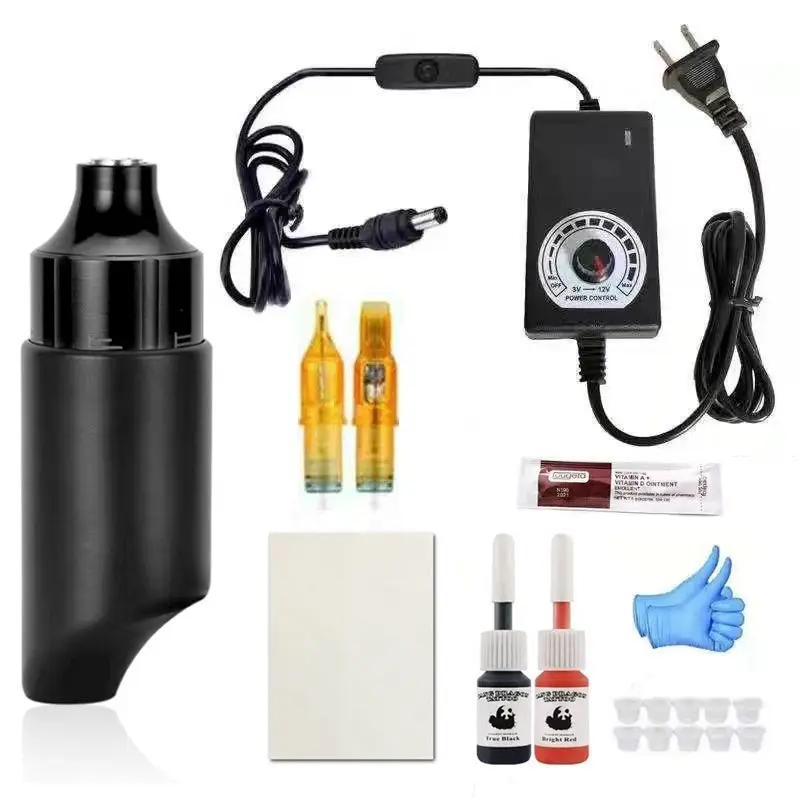 DC interface electric motor machine kit includes 2 colors 2 needles Black short tattoo pen lightweight compact and portable body