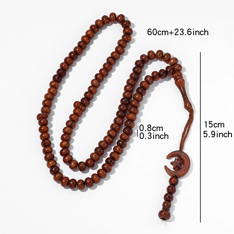 Muslim Rosary Beads Ramadan Eid Gifts Islamic Prayer Acrylic 99 Pieces Beads Arab Ethnic Style Moon Star Tassel Bracelet Jewelry