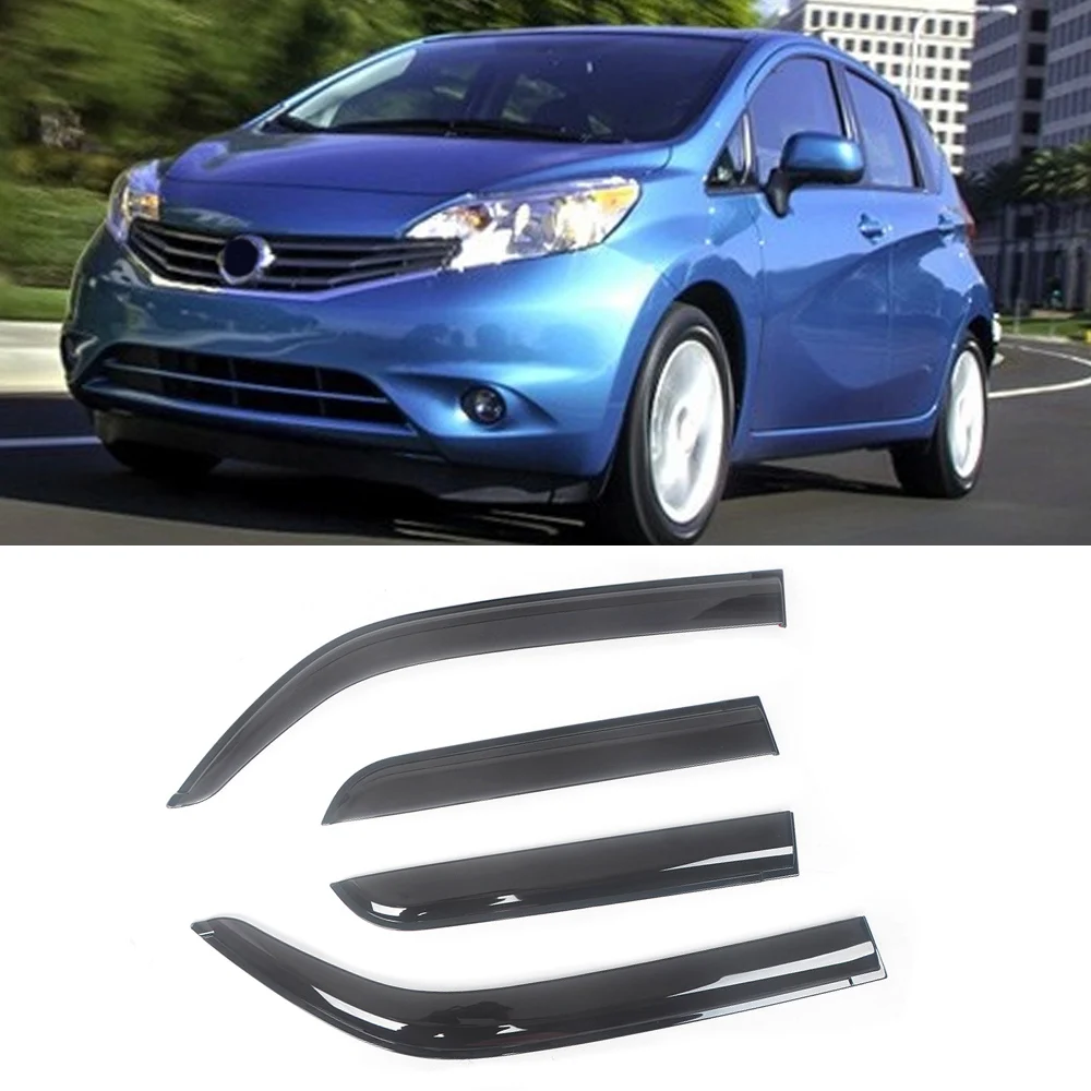 For Nissan Versa 2007-2016 Auto Side Window Wind Deflectors Visors Black Rain Guard Door Visor Vent Shades Dark Smoke Ventvisor