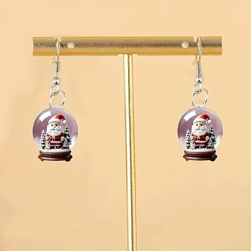 CAOSHI Newly Designed Santa Claus Snowball Dangle Earrings for Women Creative Cute Christmas Gift Cartoon Earrings Accessories