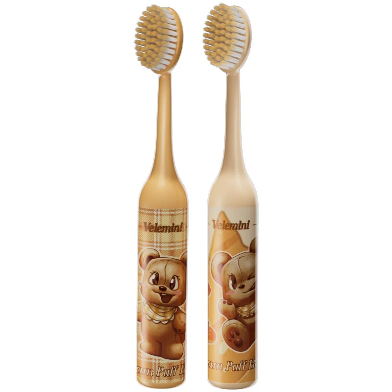 

Детская зубная щетка Puff Bear Big Mac для детей от 6 до 12 лет, с мягкой щетиной, для ухода за молочными зубами, милый мультяшный дизайн