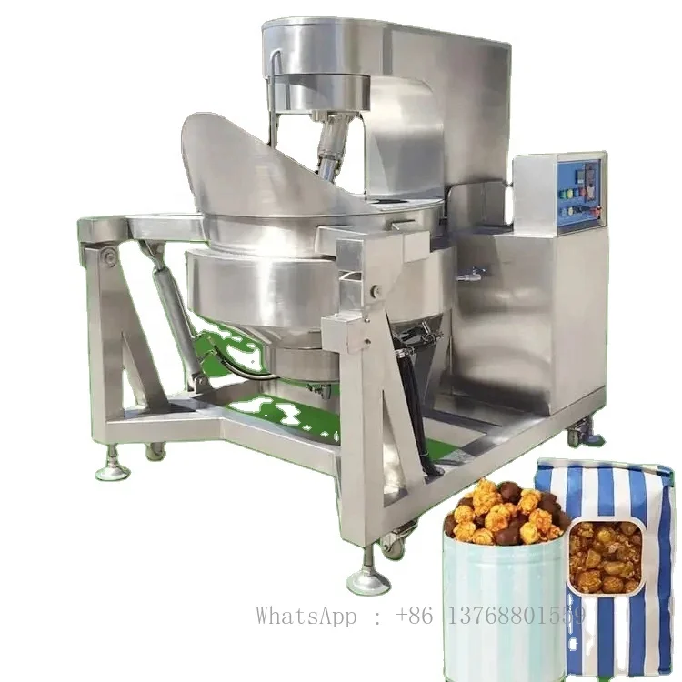 Fully Automatic Industrial Popcorn Popper Stainless Steel Commercial Caramel Kettle Popcorn Machine