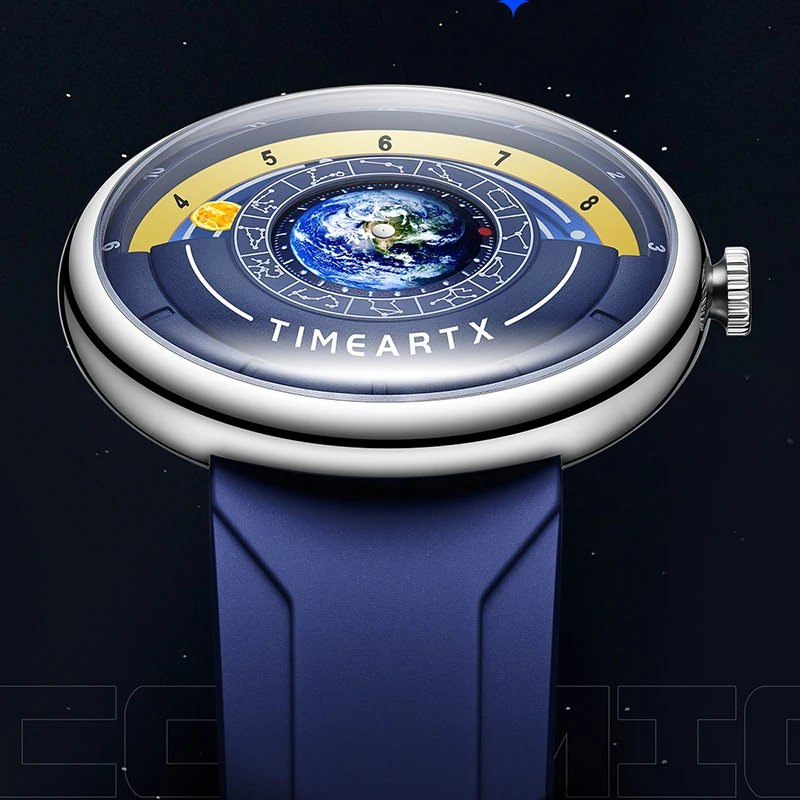 TIMEARTX 2026 New Men's Sports Watch Unique Earth Pointer Design Silicone Strap Waterproof High Quality Watch Mens Writch Watch