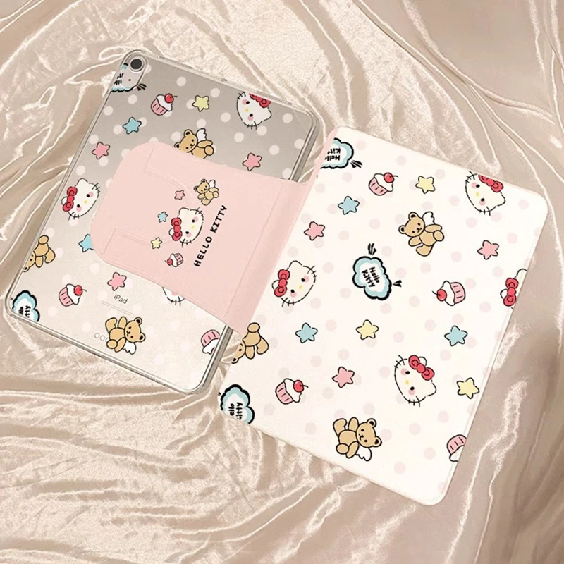 

Чехол для iPad Hello Kitty для 11-го, 10-го поколений (10,9 дюйма), 9-го поколения (10,2 дюйма), акриловый чехол с мультяшным рисунком, чехол-подставка для планшетов Air6 (11 дюймов), Mini4, 5 (7,9 дюйма)