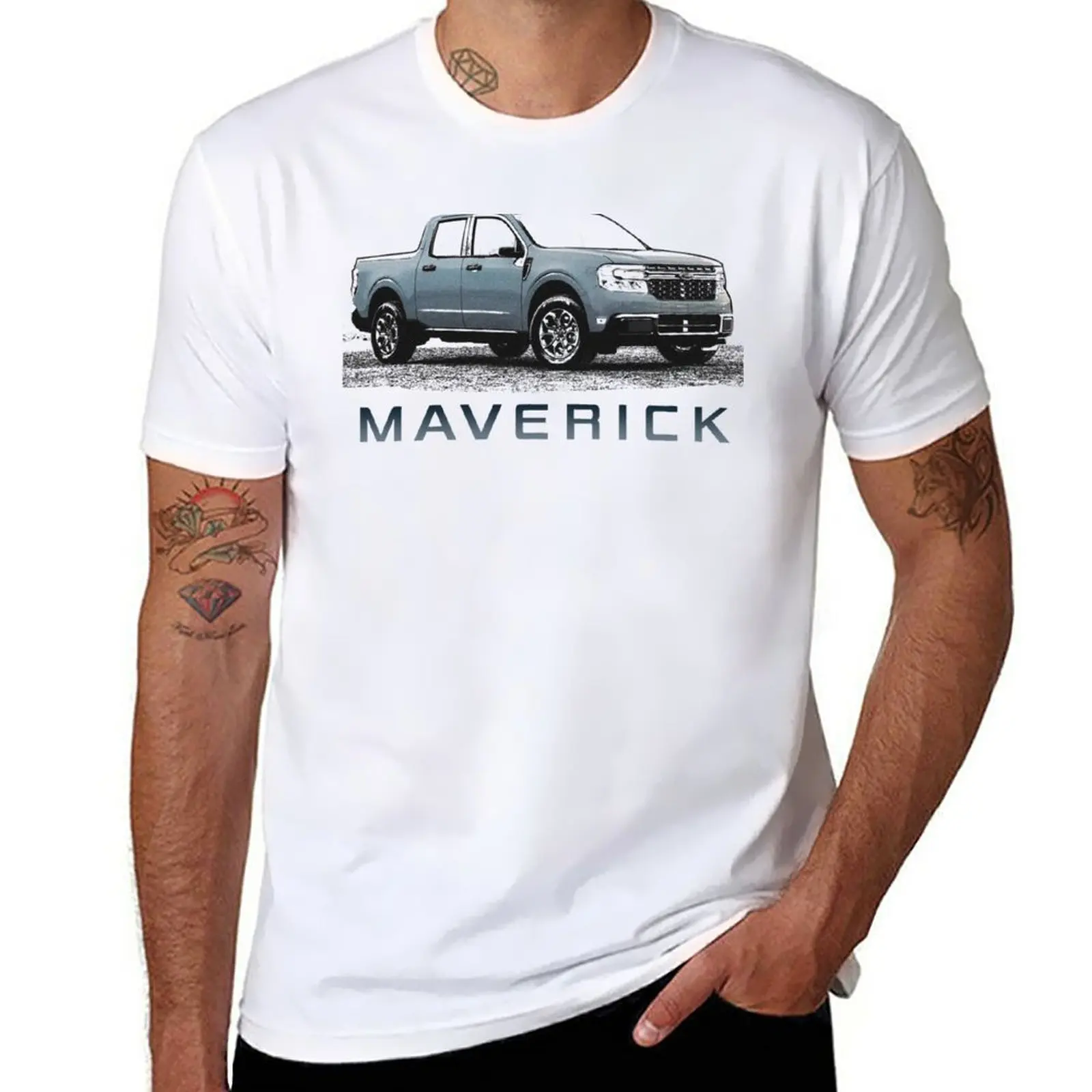 

Новинка 2022, серая футболка с грузовиком Ford Maverick, летняя одежда, кавайная одежда, новая версия футболок, мужские футболки