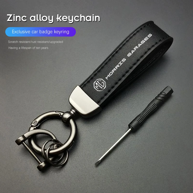 1PC Simple PU Leather Car Keychain Key Ring For MG ZS 5 7 6 Cyberster MG4 EV ES5 HS ONE GT GS MG3 EZS 3SW Hector Men Women Auto