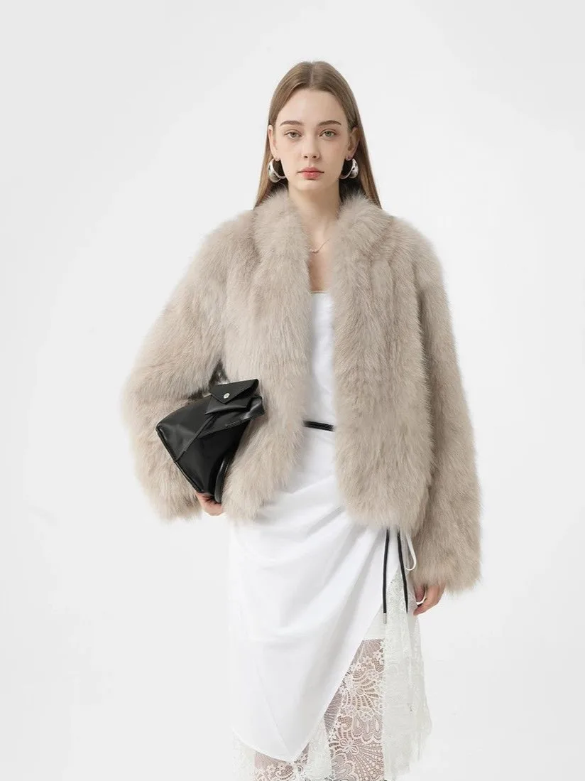 Abrigos con cuello desmontable de piel sintética para mujer, chaqueta de noche gruesa de terciopelo Ins para esposa, chaqueta de seda acanalada, cómoda y ligera