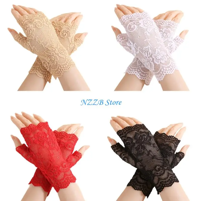 

T21F Sophisticated Elbow Length Wedding Gloves Premium Lace Luxurious Classical White Champagne Colors