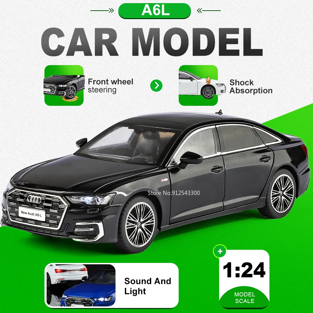

1:24 Scale A6L Q5 Model Car Toy Doors Opened Sound Light Vehicle Pull Back Front Wheel Steer Miniature Models Hobby Decarations