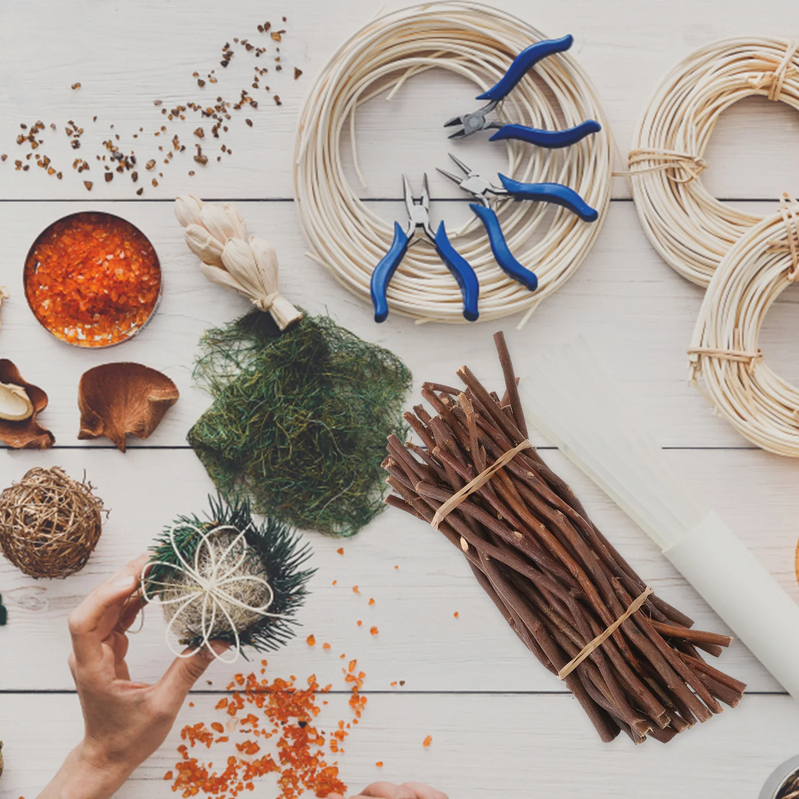 50 ชิ้น Log สาขาวัสดุเด็กครึ่ง Dowel Rods ไม้ประดิษฐ์ Twigs Sticks สําหรับงานฝีมือ