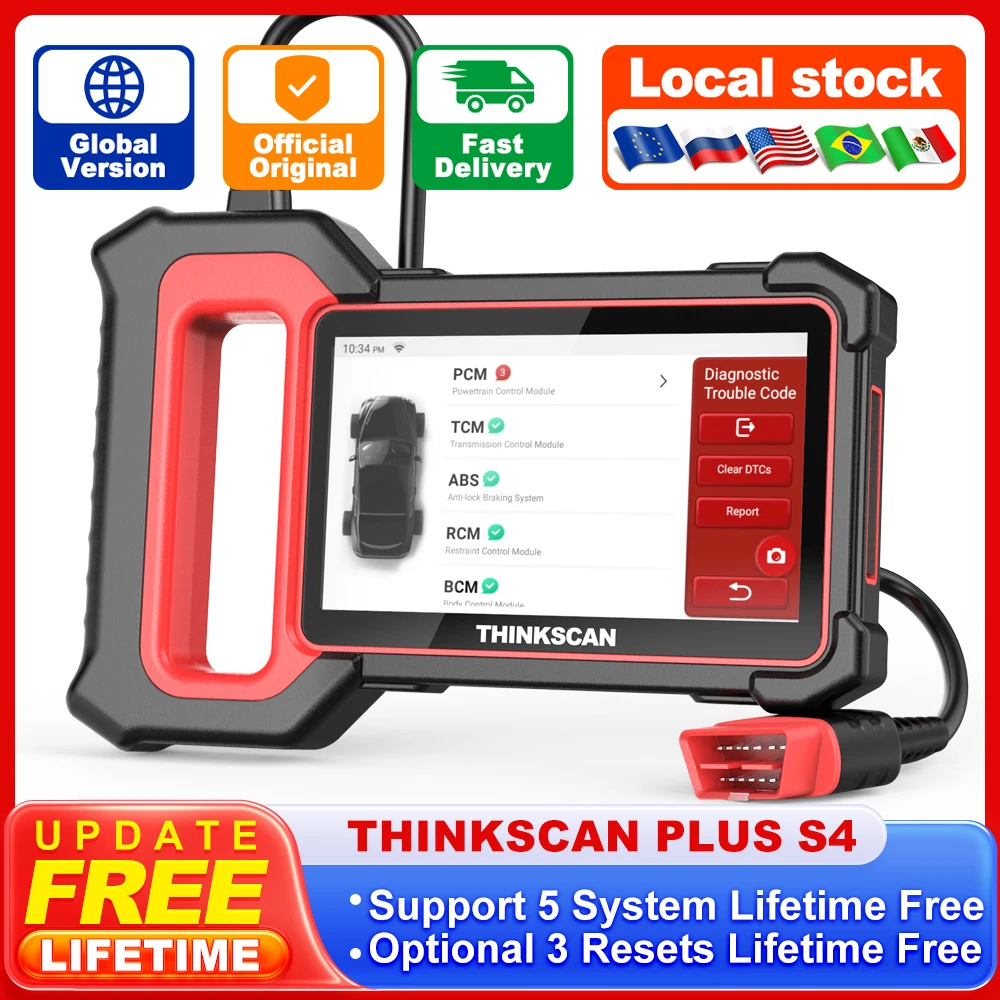 

THINKCAR THINKSCAN PLUS S4 S7 OBD2 Scanner ECM ABS SRS TCM BCM System DIY Optional Reset Wifi Free Update Car Diagnostics Tools