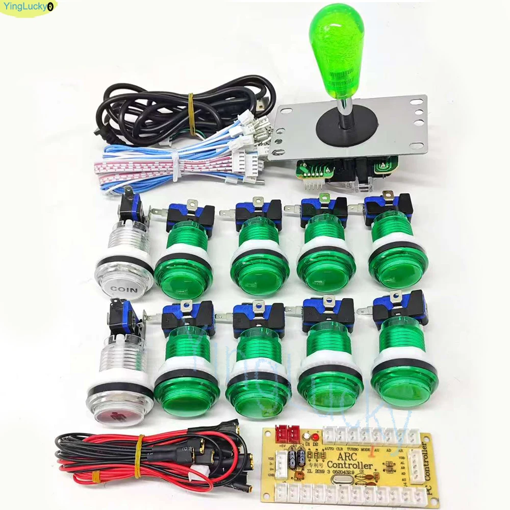 2-speler DIY Arcade Game Kit voor PC Raspberry Pi met LED-drukknoppen Amerikaanse stijl joystick USB-encoderkabels Mame Jamma