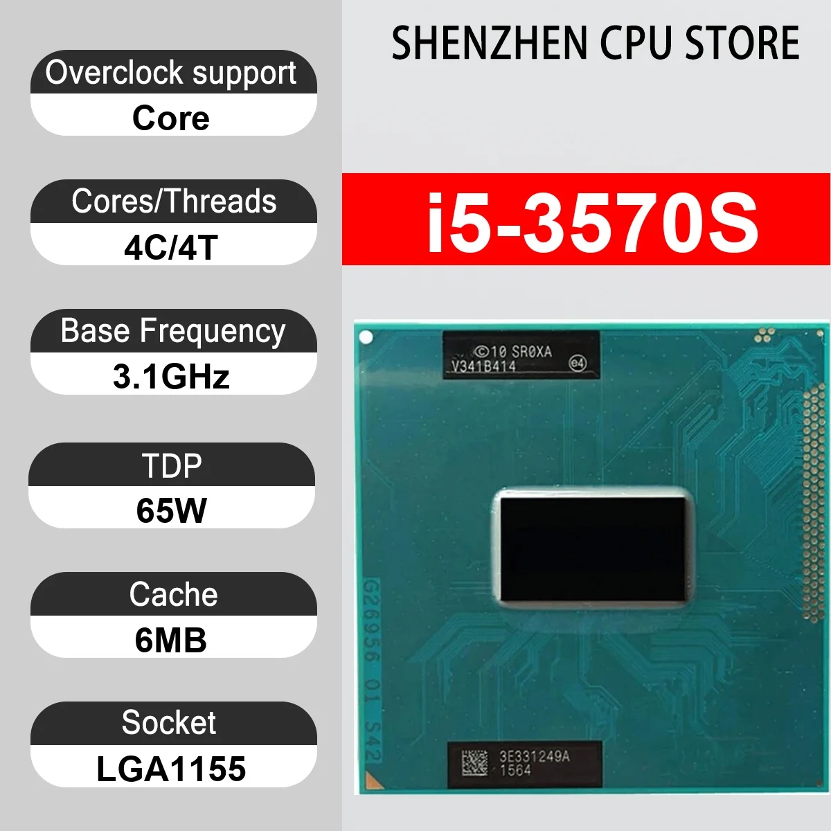 Intel Core i5-3570S 4 Core 4 Thread 3.1GHz 65W 6MB Cache 22nm LGA1155 SR0P9 DDR3 1333/1600 MHz Ivy Bridge HD Graphics 2500