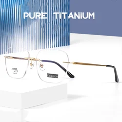 Pure Titanium Eyeglasses Rimless Optical Frame Prescription Spectacle Frameless Glasses Eye glasses 145mm Temple Wide Face