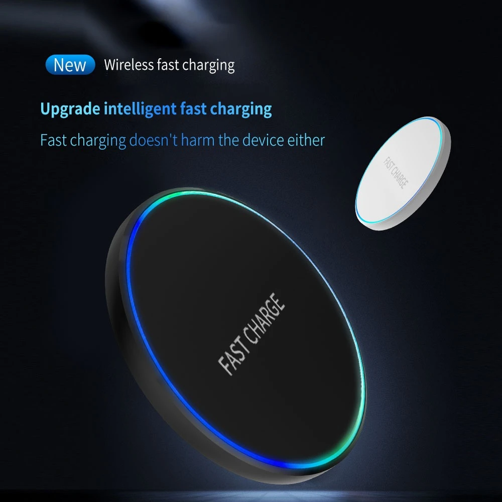 Mini Fast Wireless Charger Pad For iPhone 17 16 15 14 13 11 Pro Max Airpods Induction LED Light Charging Station For Samsung