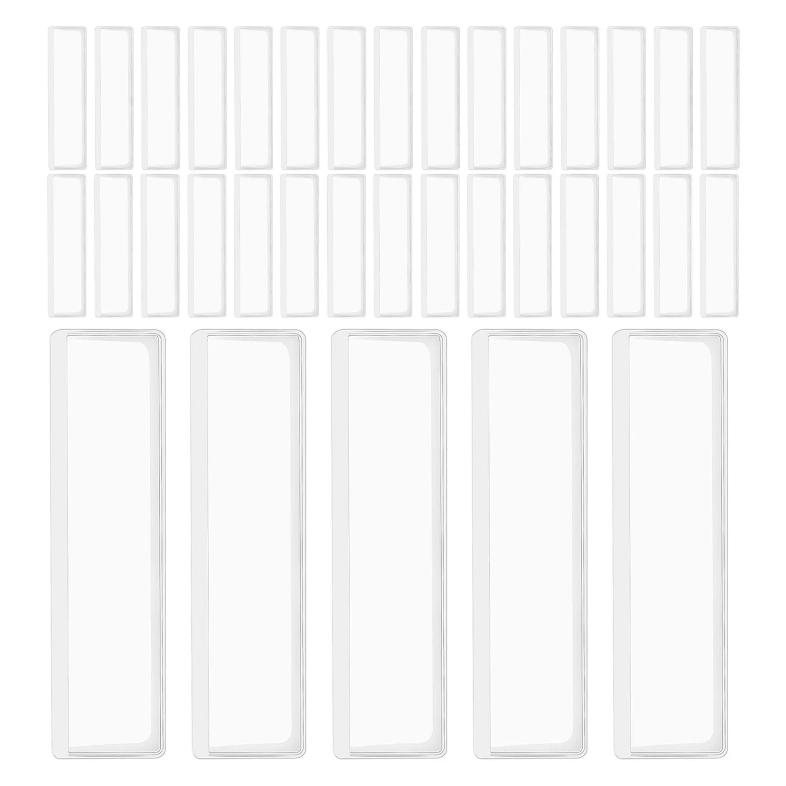 

48Pcs Clear Self-Adhesive Label Sleeves for School Library Bookshelf File Folder Index Cards Price Tag Holder Crystal Display