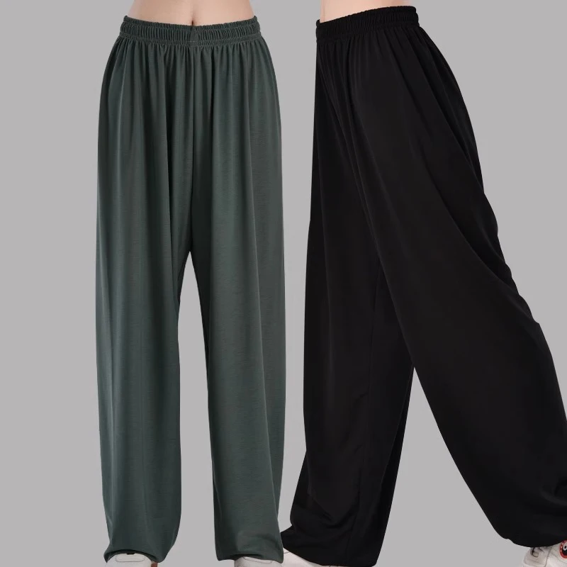 Tai Chi Pants Kung Fu Martial Art Pants Ice Bullet Silk Yoga Pants Trousers Taiji Lounge Pant Elastic Quick-Drying Skin Friendly