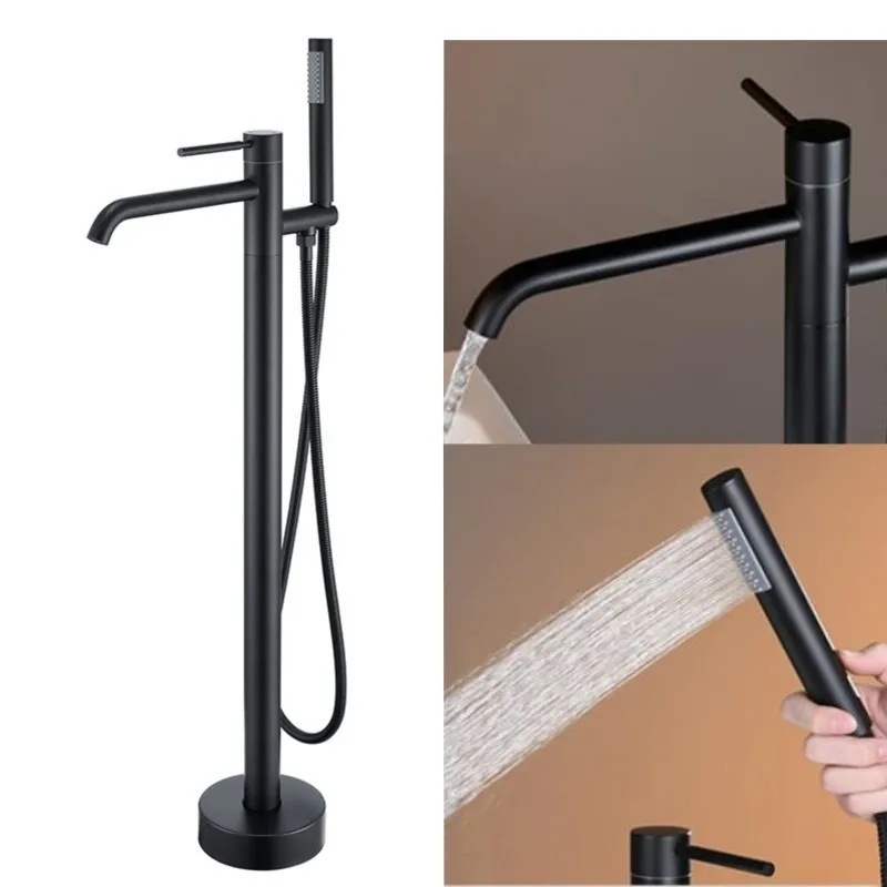 Floor Stand Bathtub Shower Faucet Mixer Grifos De Banera Dual Handle Bathroom Tub Tap Robinet Rotate With Handshower Torneira