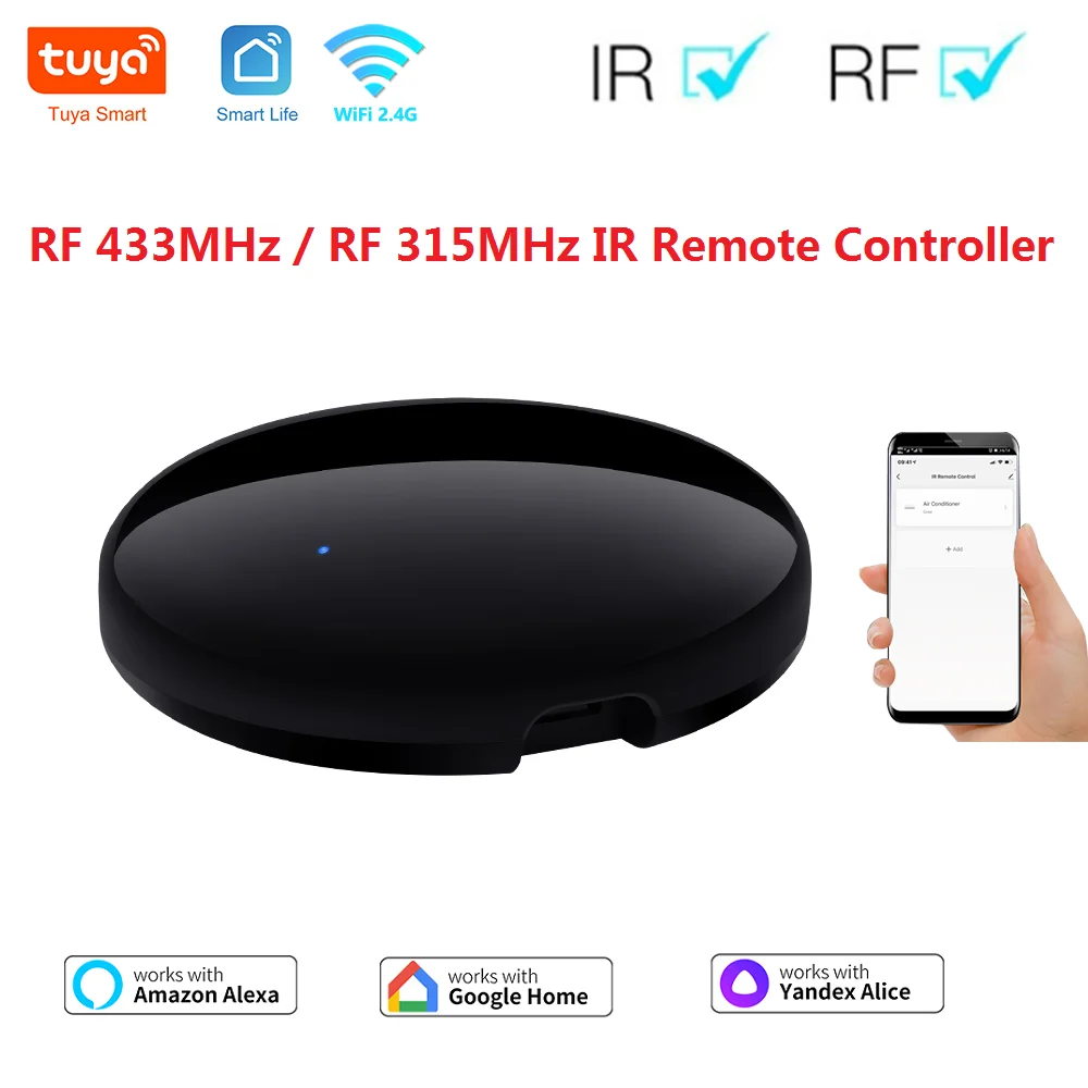 

Tuya WIFI RF Universal IR Remote Control Smart Home for Air Conditioning Controller Timing Voice Control Support Alexa Google