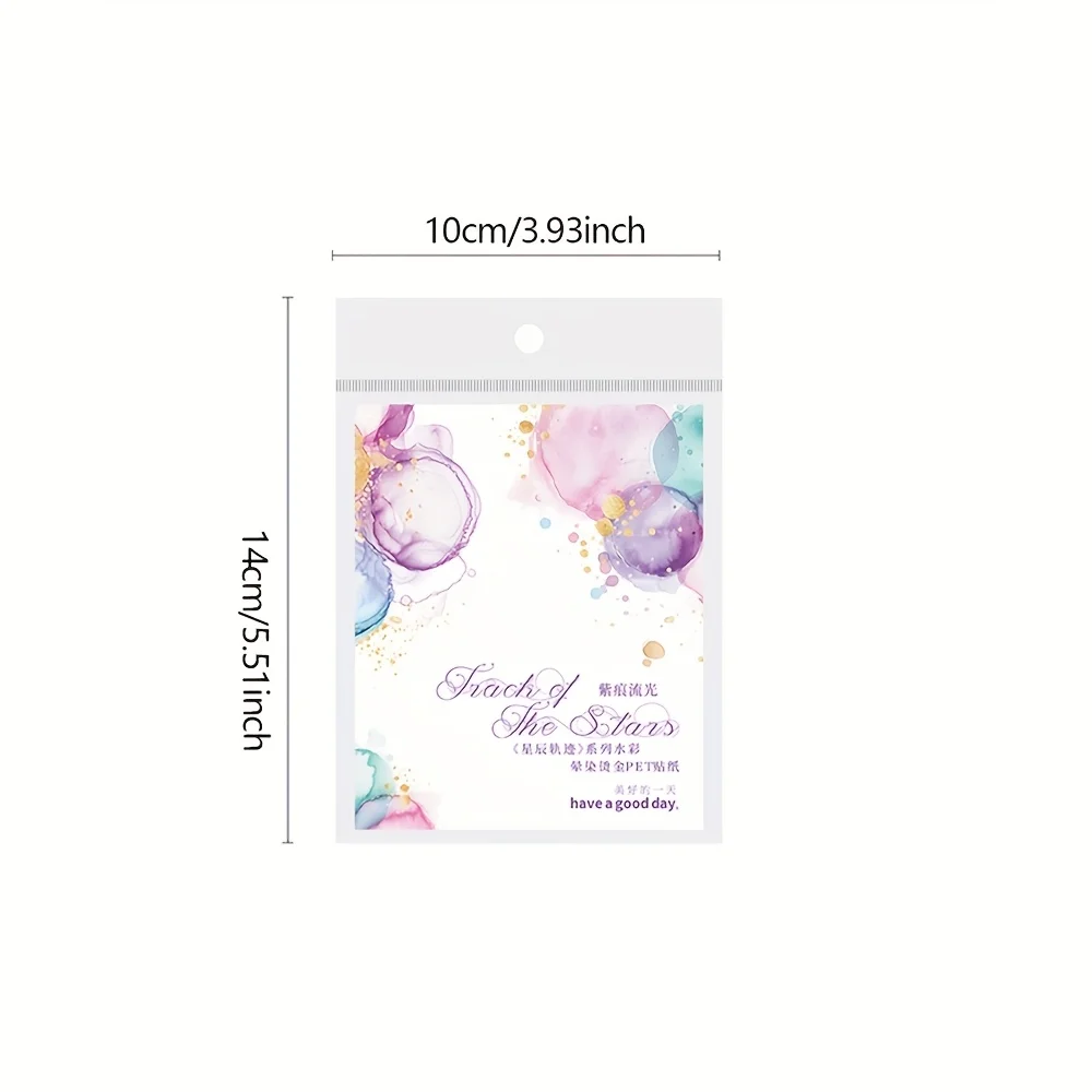 Adesivo fai-da-te con stampa a caldo fantasia da 3 pezzi, design con miscelazione ad acquerello, adatto per articoli di cancelleria, decorazioni per diari, ecc.