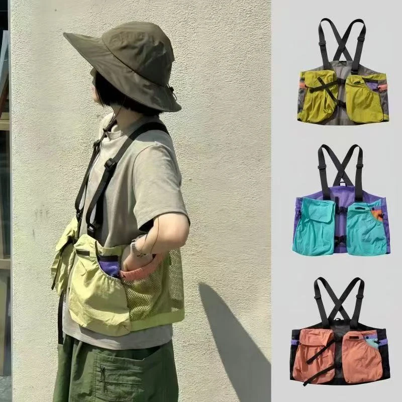 Outdoor Activity Breathable Mesh Vest Unisex Multi Pockets Adjustable Strap Vest for Hiking Climbing Fishing Summer Sports Use
