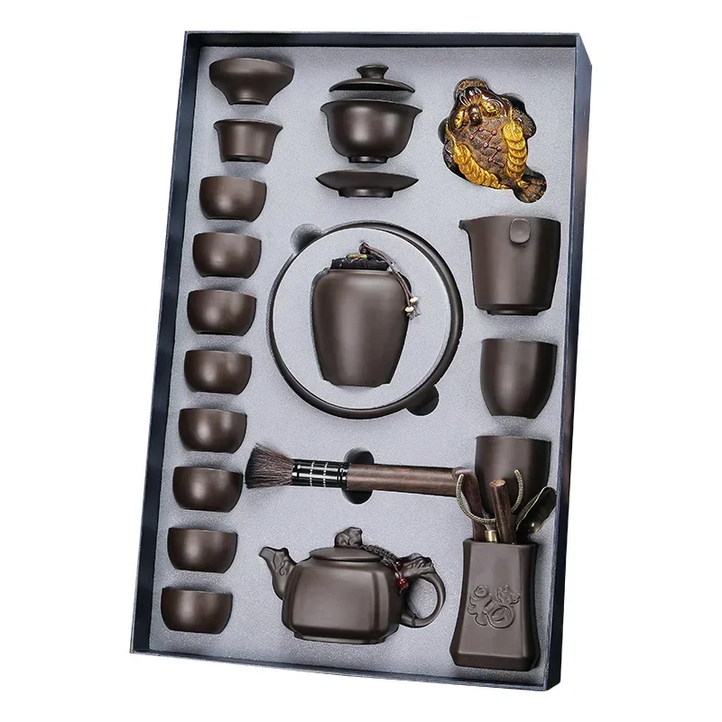 Kungfu Luxury Chinese Tea Set Cup Mugs Portable Tea Set Vintage Teapot Ceramic Box Pottery Jogo De Xicaras Drinkware