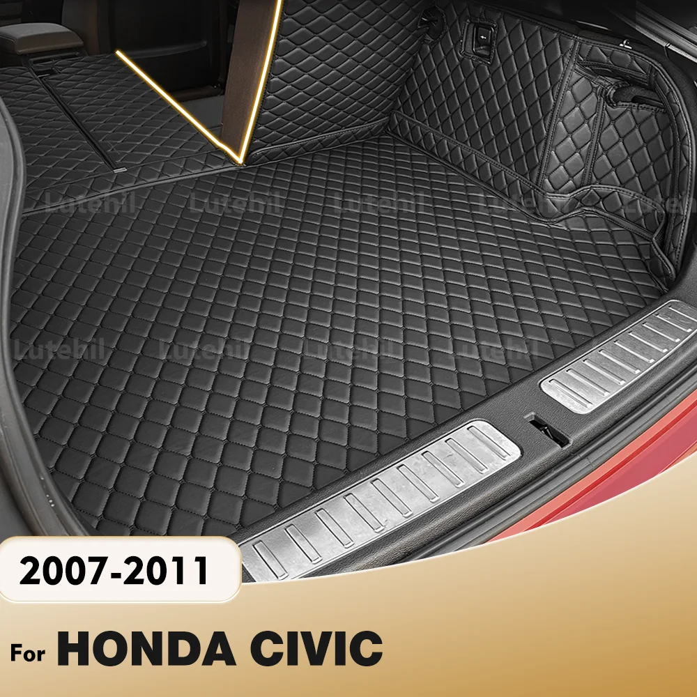 

LUTEHIL For HONDA CIVIC 2007-2011 10 09 08 Custom Car Trunk Mat High quality Leather Cargo Liner Car Accessories Interior