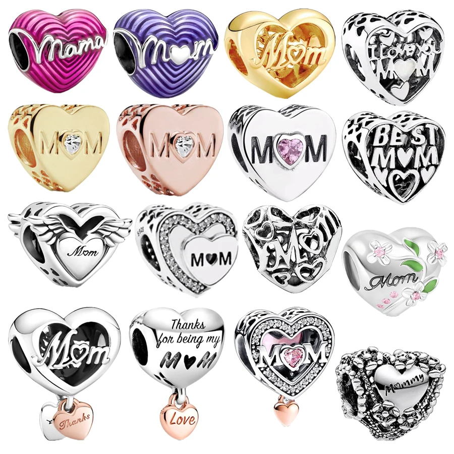 

Лидер продаж, оригинальный браслет из стерлингового серебра 925 пробы, ожерелье, тонкая форма сердца, очаровательные бусины для мамы и любви, женские модные ювелирные изделия своими руками, подарок