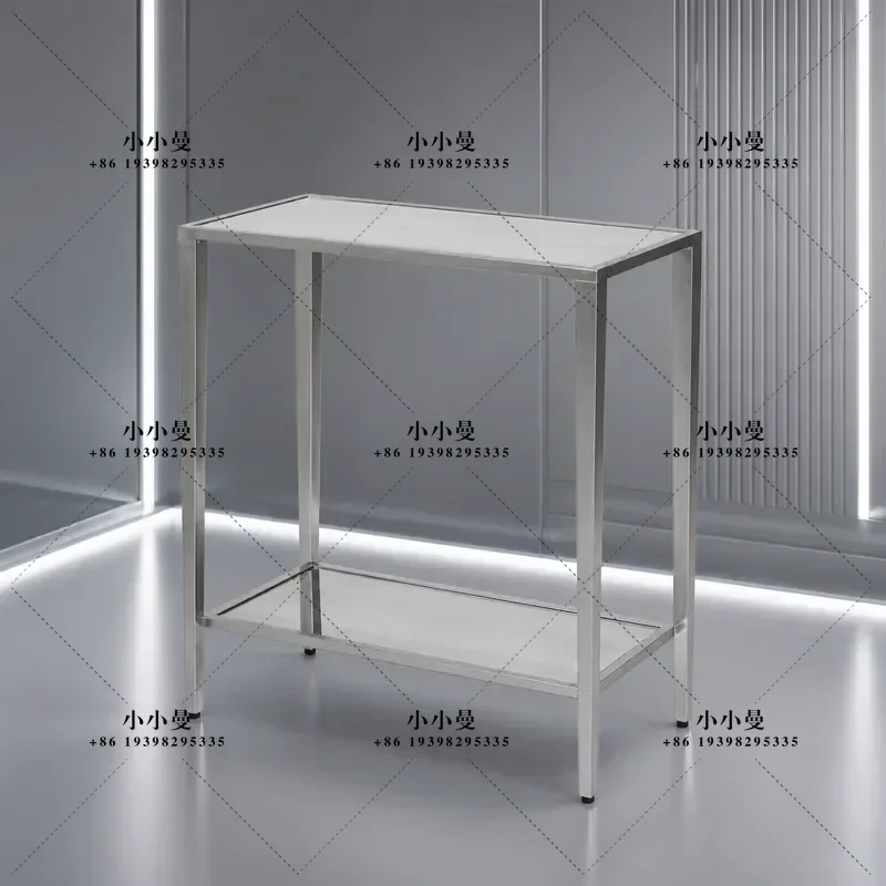 American Light Luxury Rectangular Double Layer Coffee Table Gold Foil Cone Tube Design for Villa Hotel Living Room Soft