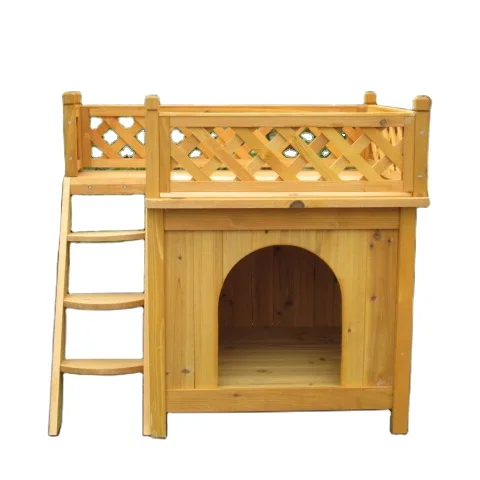 Natural Small Wood Wooden Pet House for Cats and Dogs Balcony Furniture