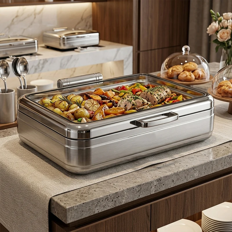 Commercial 304 Stainless Steel Chafing Dishes 9L Optional Bottom Stainless Steel Bracket For Restaurant Hotel Use